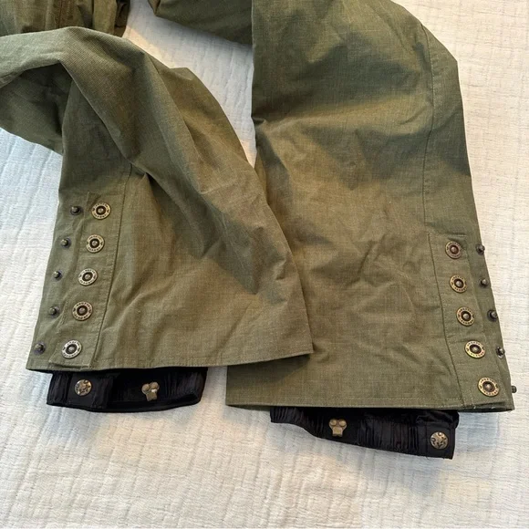 Roxy Snow Jumpsuit Snow Suit Olive Green Women’s XS Fur Lined Collar Y2K - Picture 12 of 15